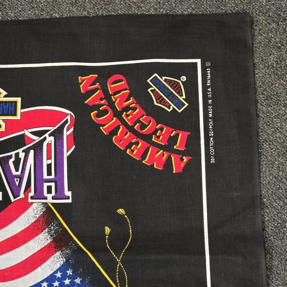 Vtg Harley Davidson Motorcycle Biker American Legend WAVING FLAG Bandana USA NOS